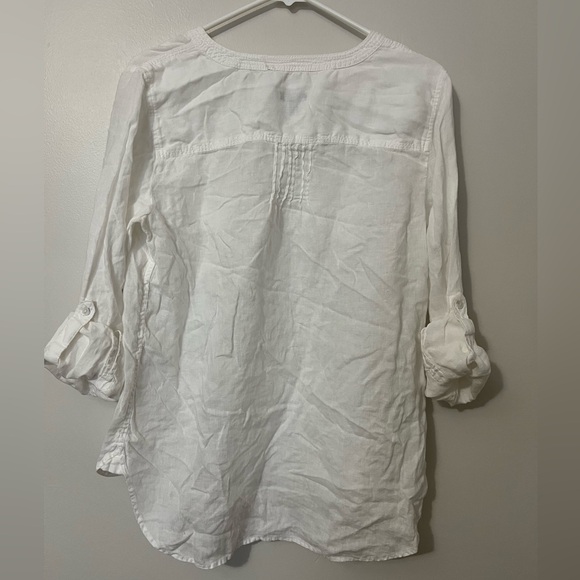 Talbots 100% Linen White Casual Blouse - Picture 3 of 8
